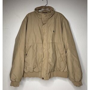 Vintage Polo Ralph Lauren Bomber Jacket Men's Size XL Tan Lined‎ Warm Golf Dad